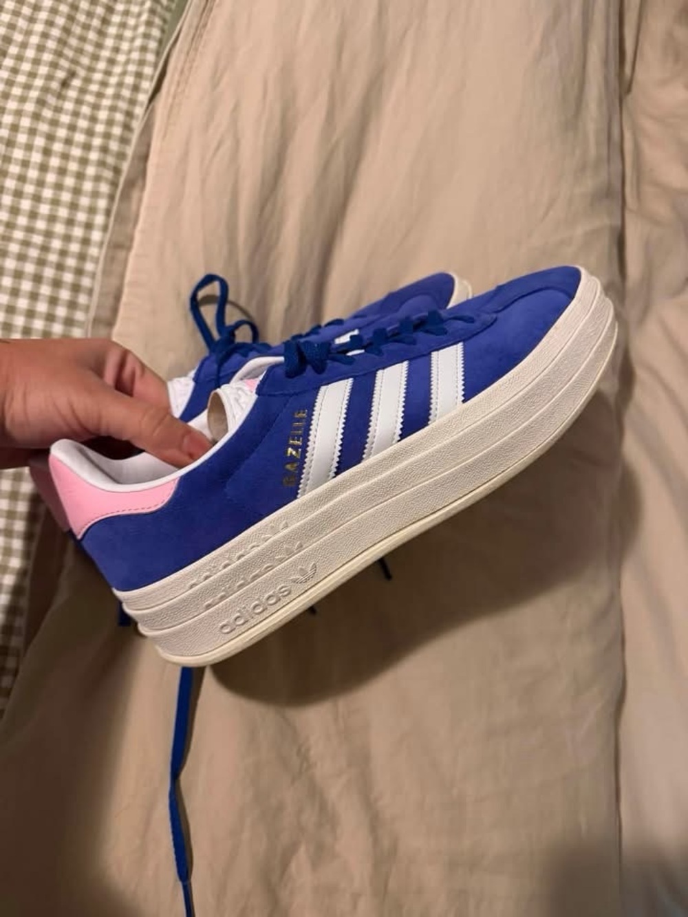 adidas Gazelle Platform Sneakers - Blue & Pink